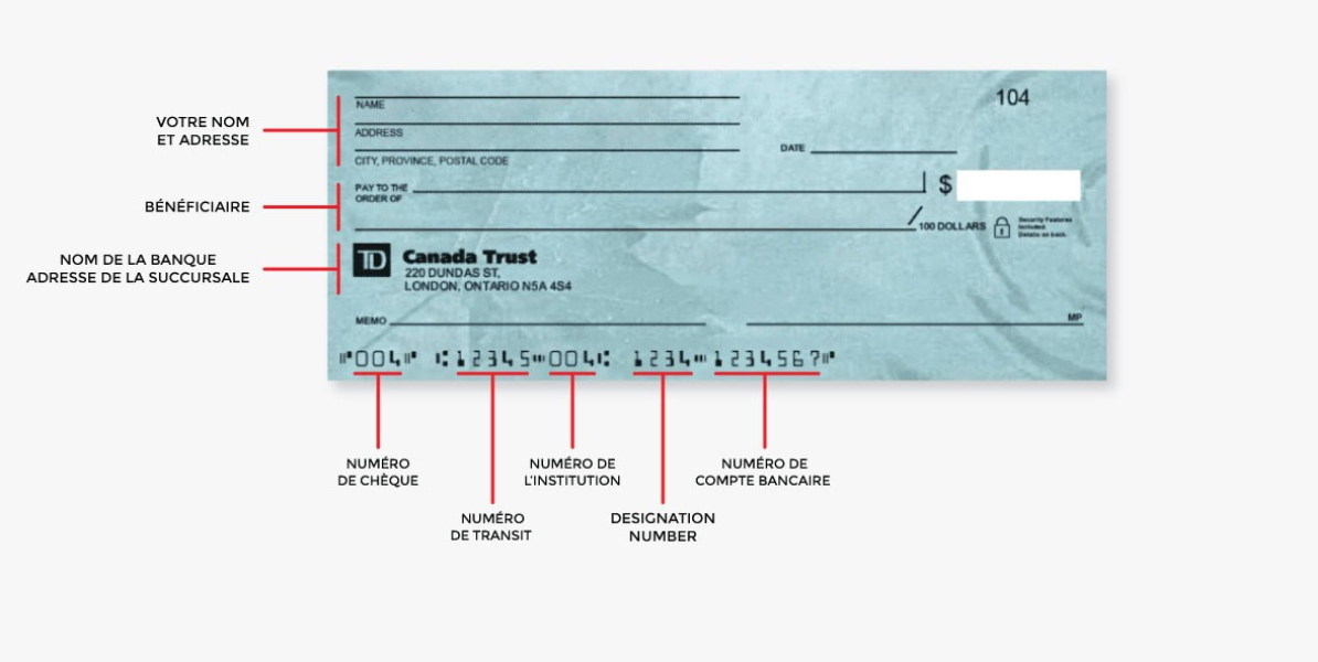 Exemple de chèque de TD