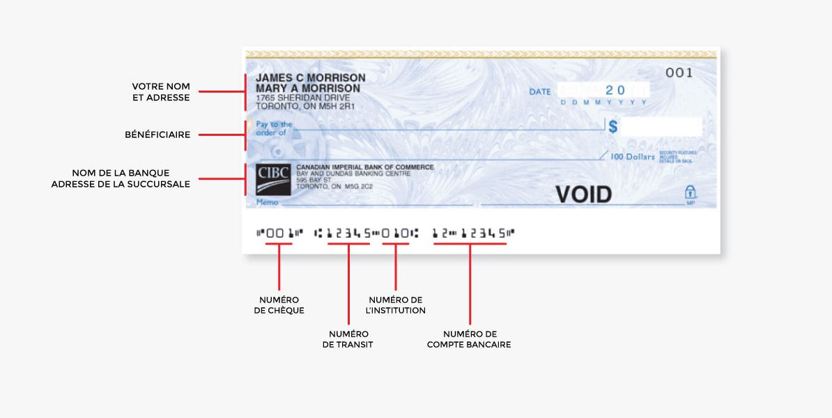Exemple de chèque de la CIBC